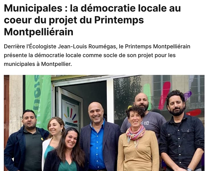 Municipales : la démocratie locale au coeur du projet du Printemps Montpelliérain